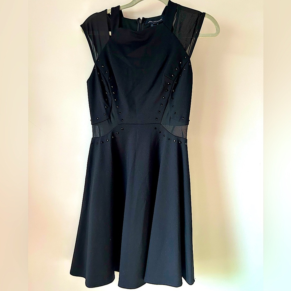 Waist-detailed black dress